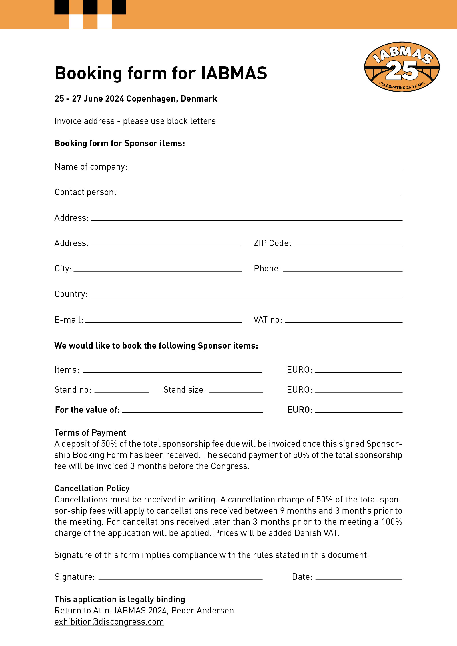 Booking Form IABMAS